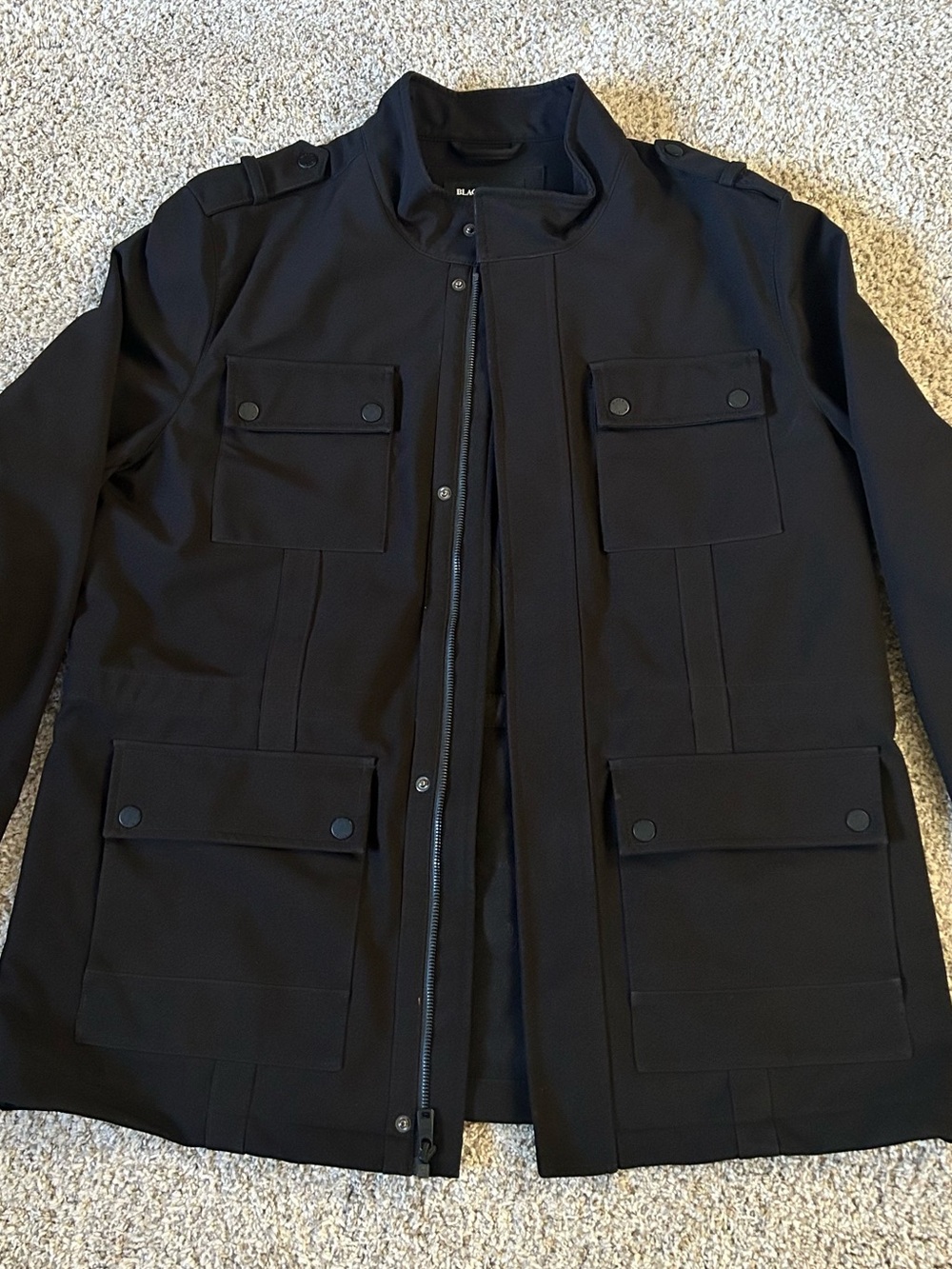 Black Rivet Men's Black Military style Jacket Pockets Large MSRP $250